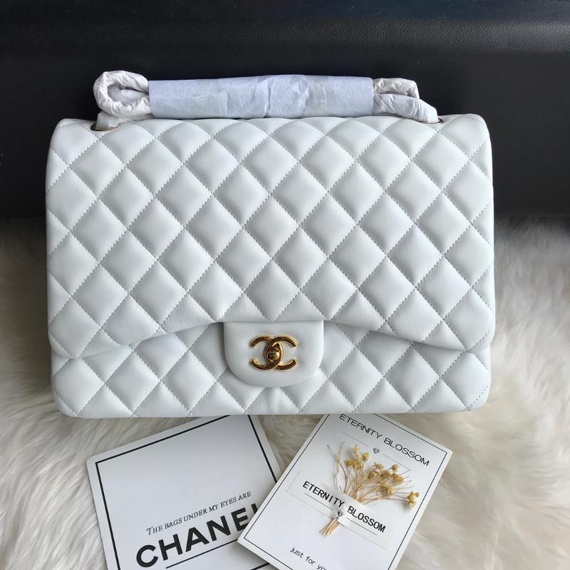 Chanel 2.55 Classic A58601 sheepskin gold buckle white